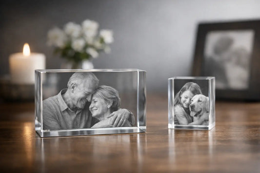 Foto in glas als condoleancegeschenk kiezen