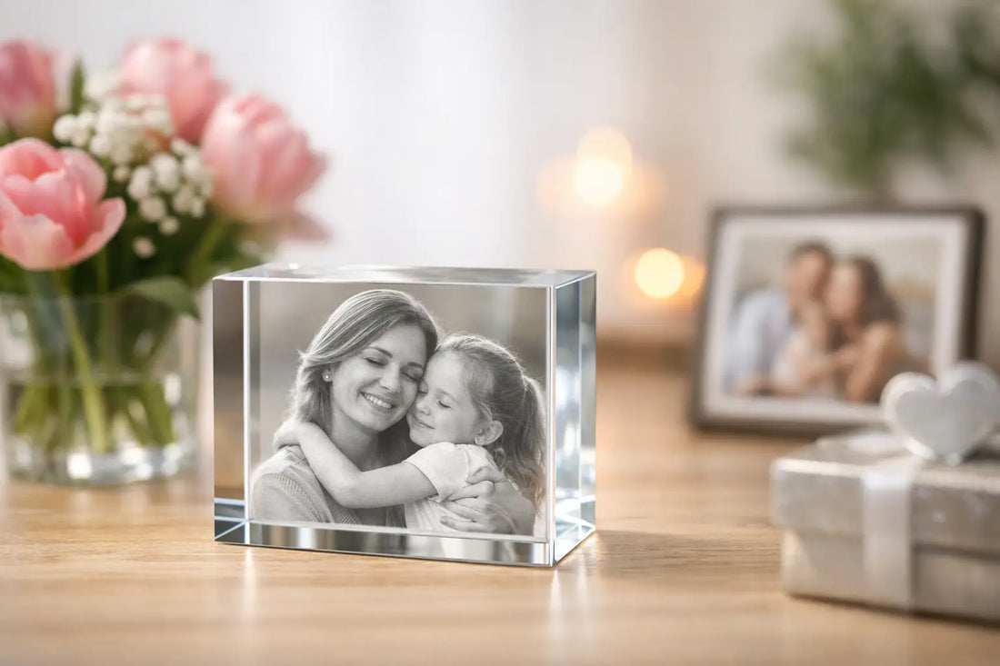 Moederdag cadeau foto in glas kiezen