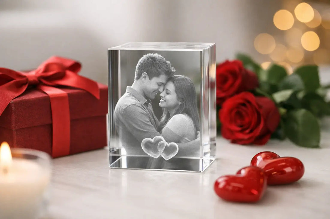 Valentijn cadeau foto in glas kiezen