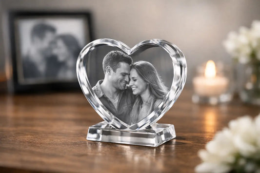Foto in glas hart als blijvende herinnering