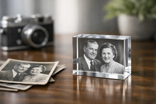 Kan een oude foto in kristal gezet worden?