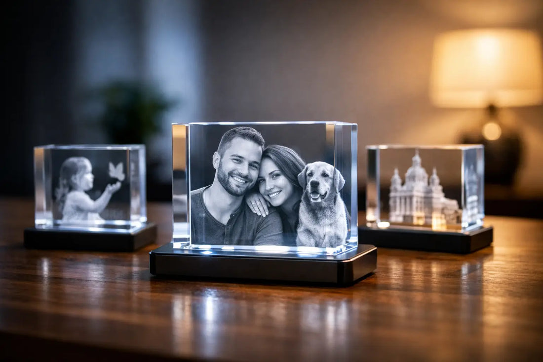 3D foto in glas met LED kiezen